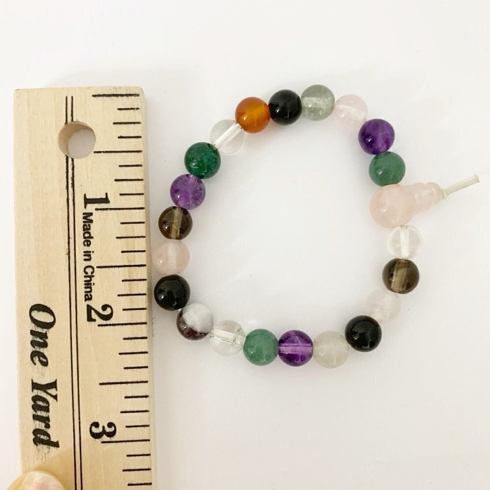 Stretch Elastic One Size glass beads multicolored bracelet - Picture 2 of 7